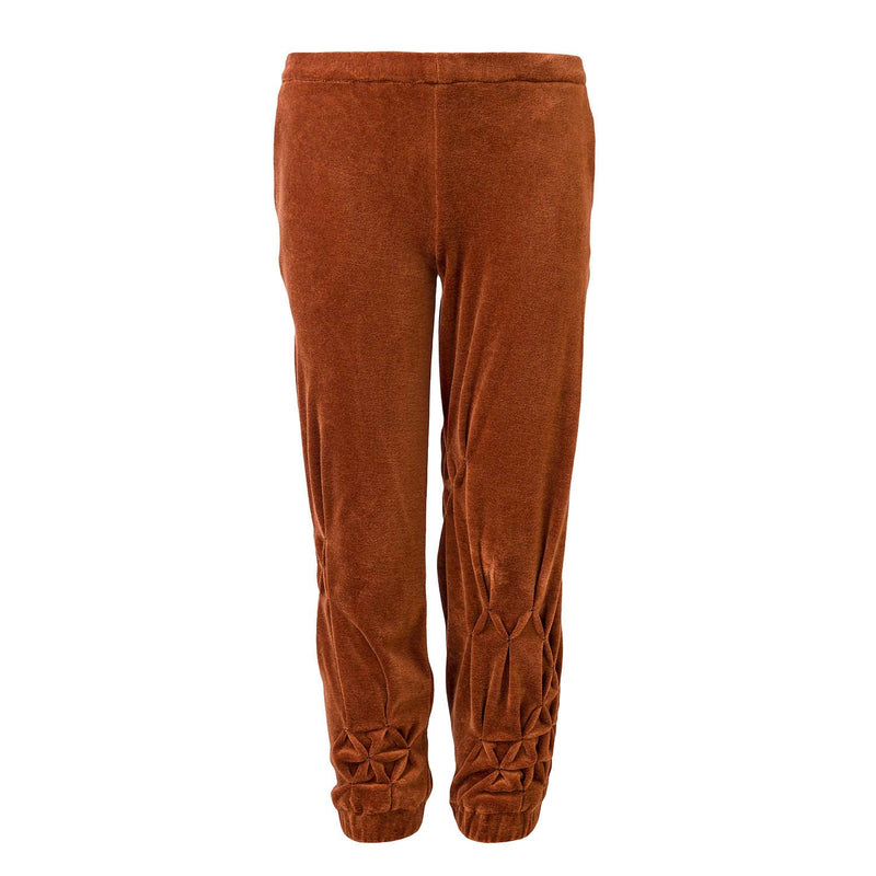 Copper Velvet Track Pants with Hand Smock