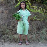 Green Cotton Overall with Asymmetric Front