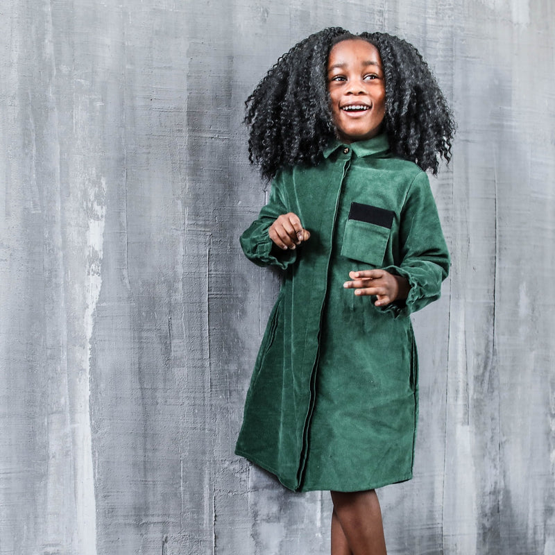 PRELOVED Grünes Samtkleid für Mädchen, 12 Jahre
