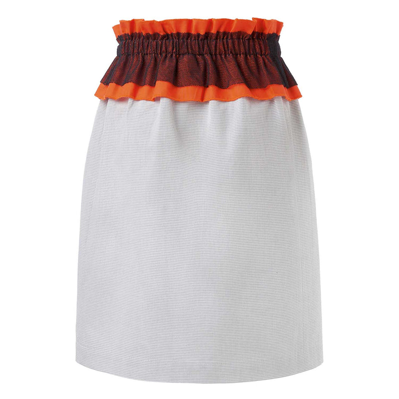 Grey Stripes Skirt with Ruffles