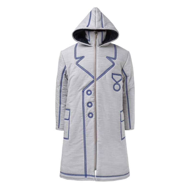 Oversized Coat with Blue Emboidery