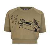 Khaki Knitted Top with Submarine