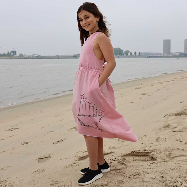 Handbemaltes rosa Kleid für Mädchen, limitierte Auflage