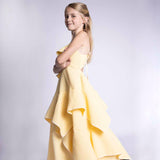 Yellow Waffle Cotton Gown for Girls