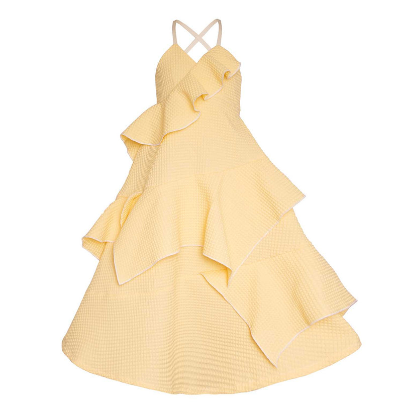 Gelbes Waffel-Baumwollkleid für Mädchen