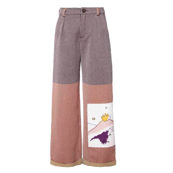 Multicolored Pants with Appliquè