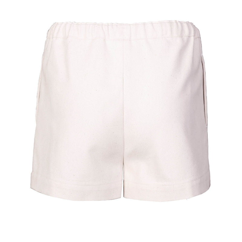 Cremefarbene Mini-Shorts aus Segeltuch