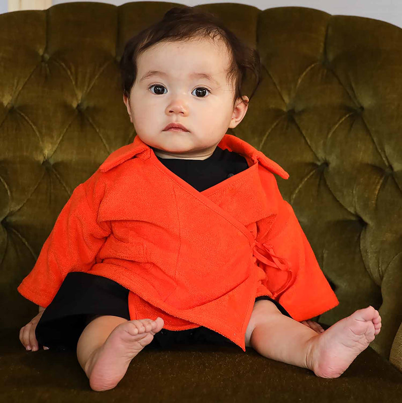 Orange Teddy Kimono Baby Jacket
