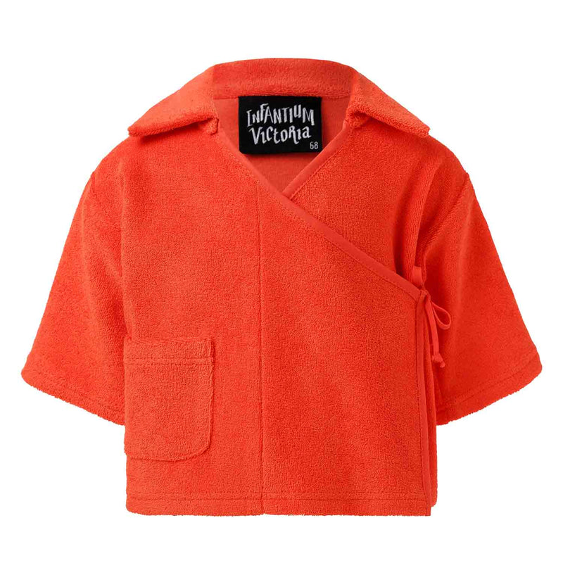 Orange Teddy Kimono Baby Jacket