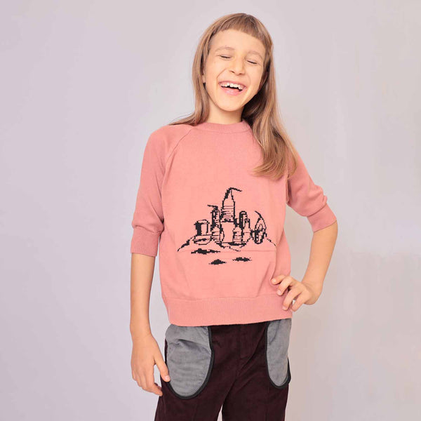 Pink Knit Top with Beach Castle for Kids