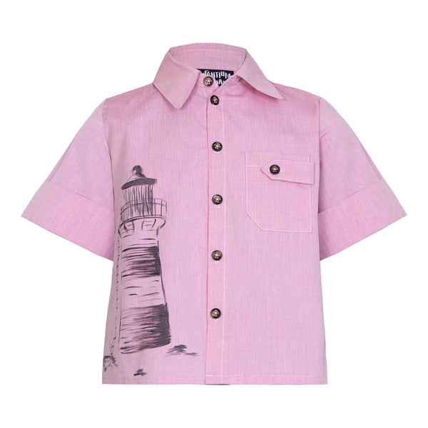 Handbemaltes rosafarbenes Hemd Limited Edition, GOTS