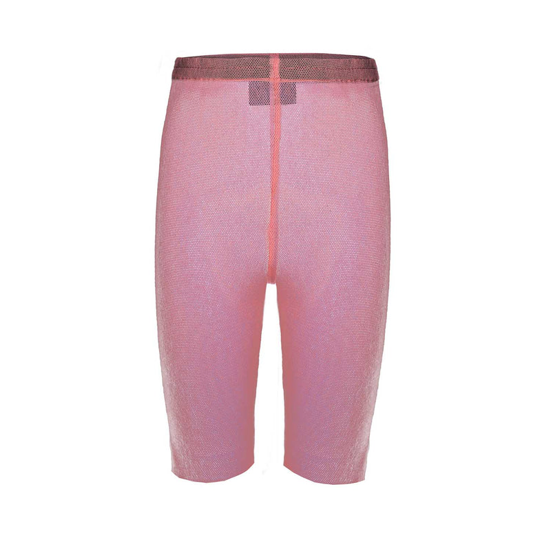Sheer Biker Shorts in Pink Mesh