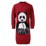 Rotes Strickkleid mit Panda
