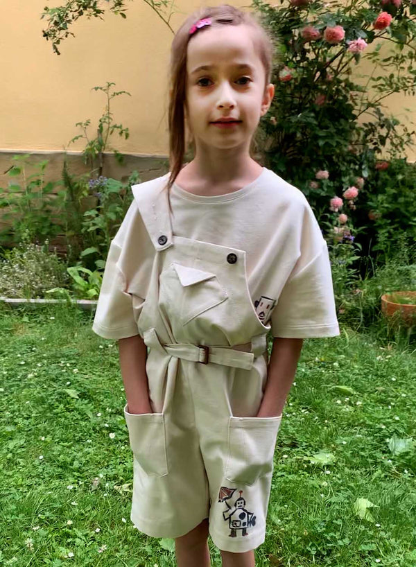 Hand-painted Off-White Overall