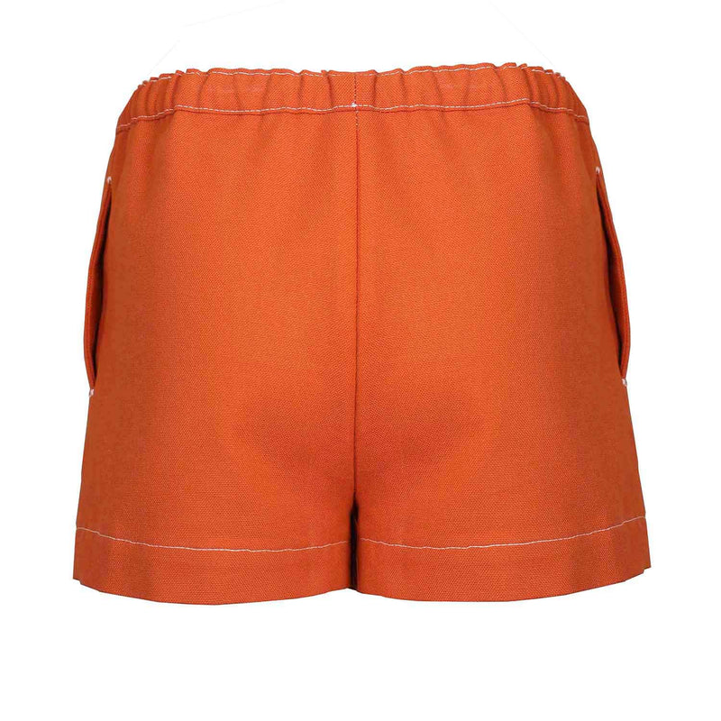 Mini-Shorts aus Leinen in Terrakotta