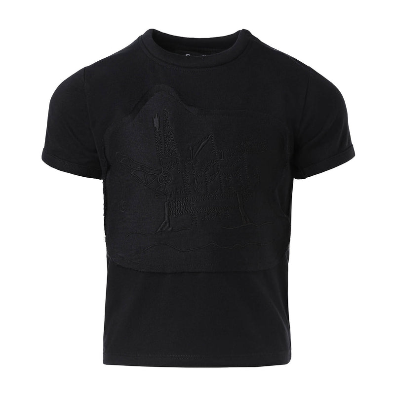 Schwarzes T-Shirt mit Bohrinsel