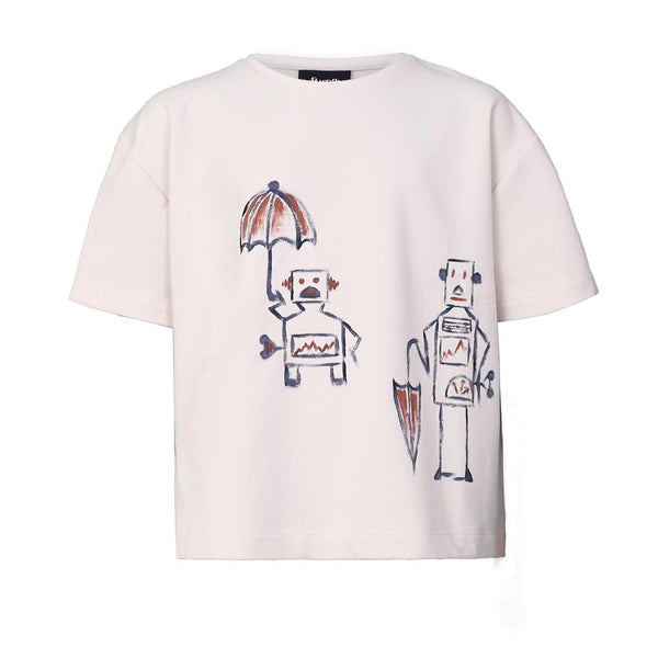 Off-White Oversized T-Shirt with Hand Painting
