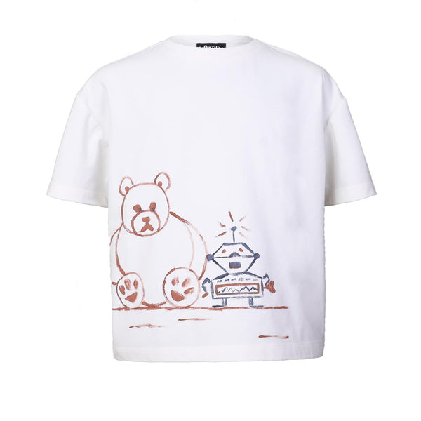 White Oversized T-Shirt with Hand Painting