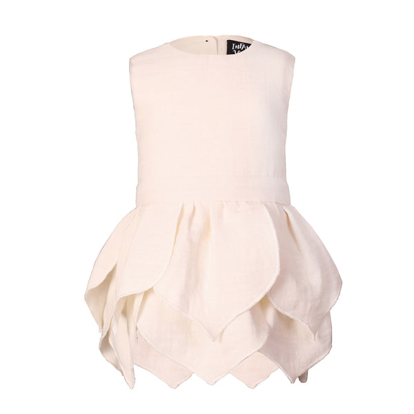 White Baby Dress with Flower Petals