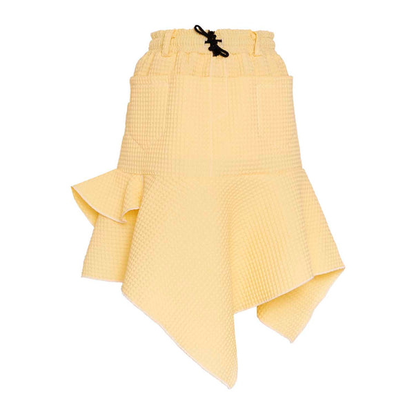 Yellow Waffle Girls Midi Skirt