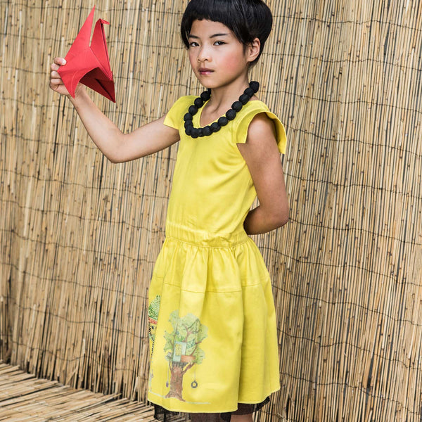 Yellow Embroidered Dress for Girls
