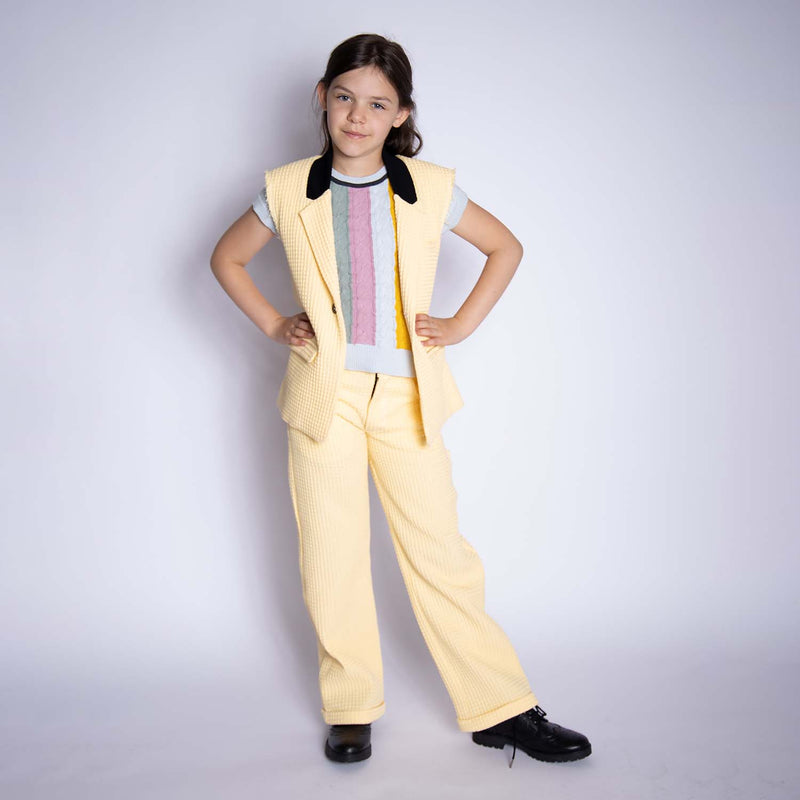 Yellow Waffle Cotton Dress Pants for Boys & Girls from Organic Cotton