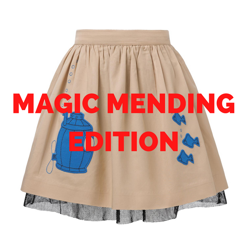 MAGIC MENDING PRELOVED Beige Cotton Skirt with Submarine, 6 years