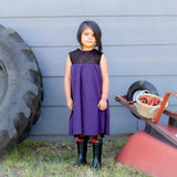 Lila Baby Doll Kleid mit schwarzem Netzfutter