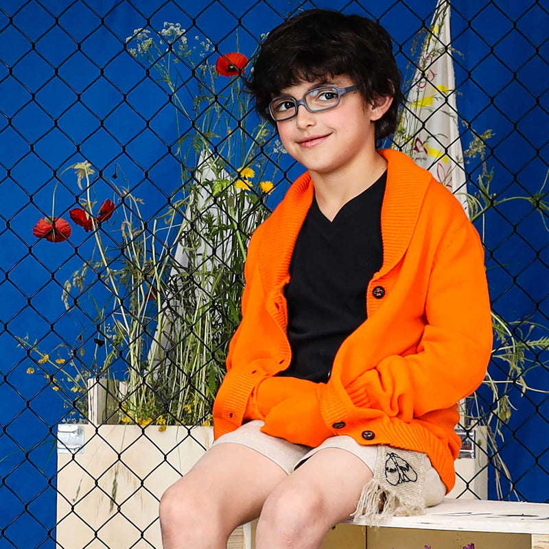Orangefarbene Strickjacke für Mädchen und Jungen